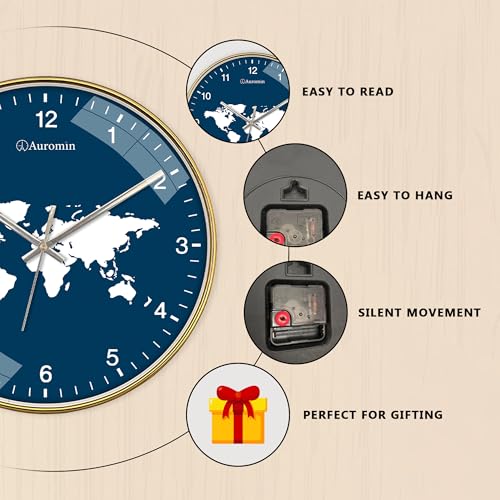 Image of Auromin Designer Wall Watch for Living Room | Fancy Wall Clock for Bedroom Stylish | Watch for Home Wall, Silent Modern Luxury Wall Clocks for Office, Kitchen, Home Decor