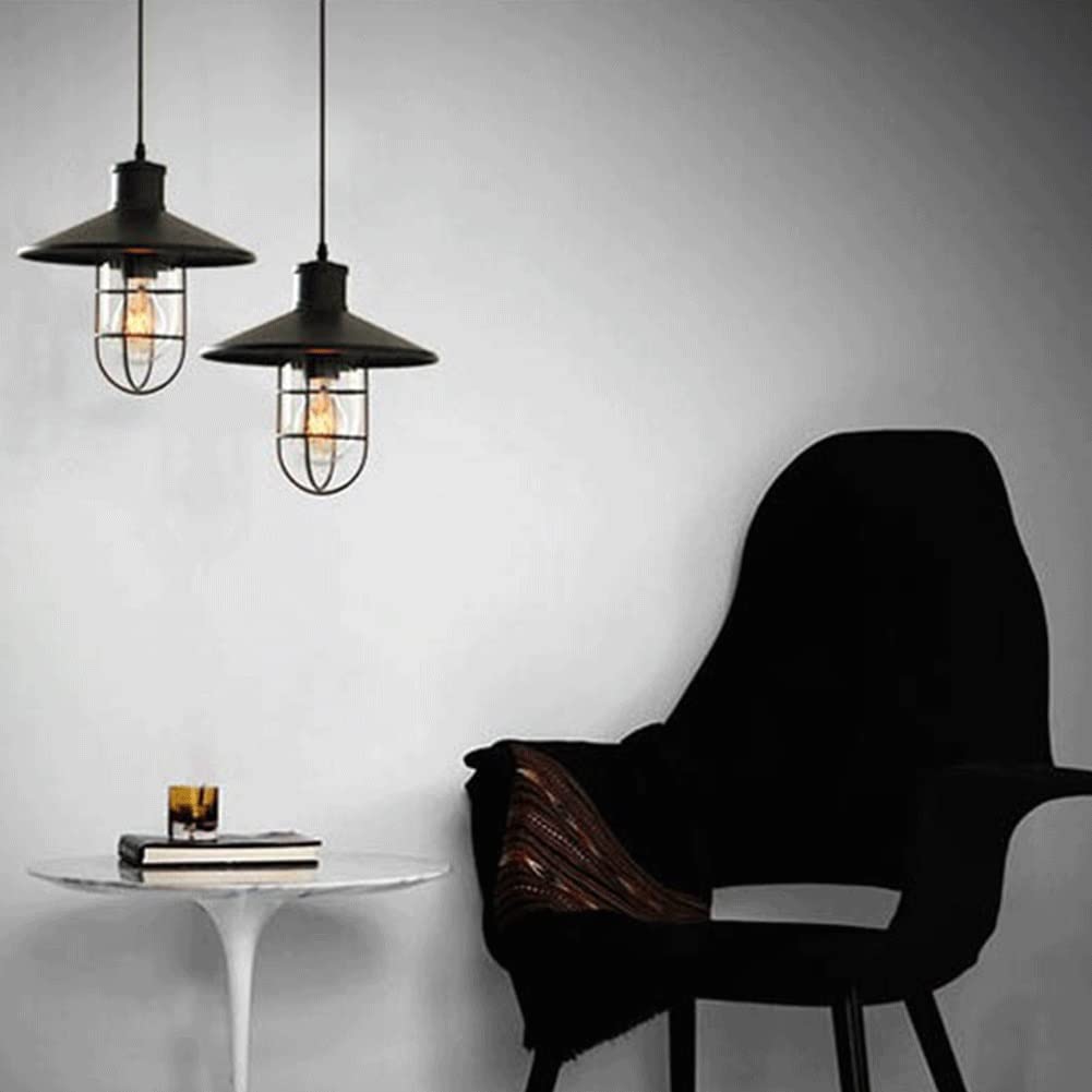 Suspension Industrielle Ferme Pendentif éclairage Noir Loft Grange Suspendu Cuisine Pendentif Luminaires E27 à Base
