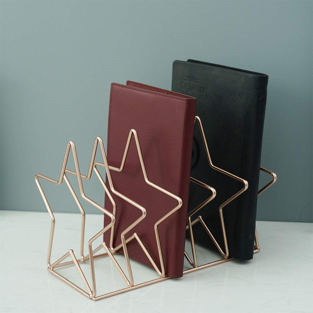 XKRSBS File Organizer Stable Five-Pointed Star Metal File Storage 5 Slot Vertical Desktop Magazine Folder Holder Racks