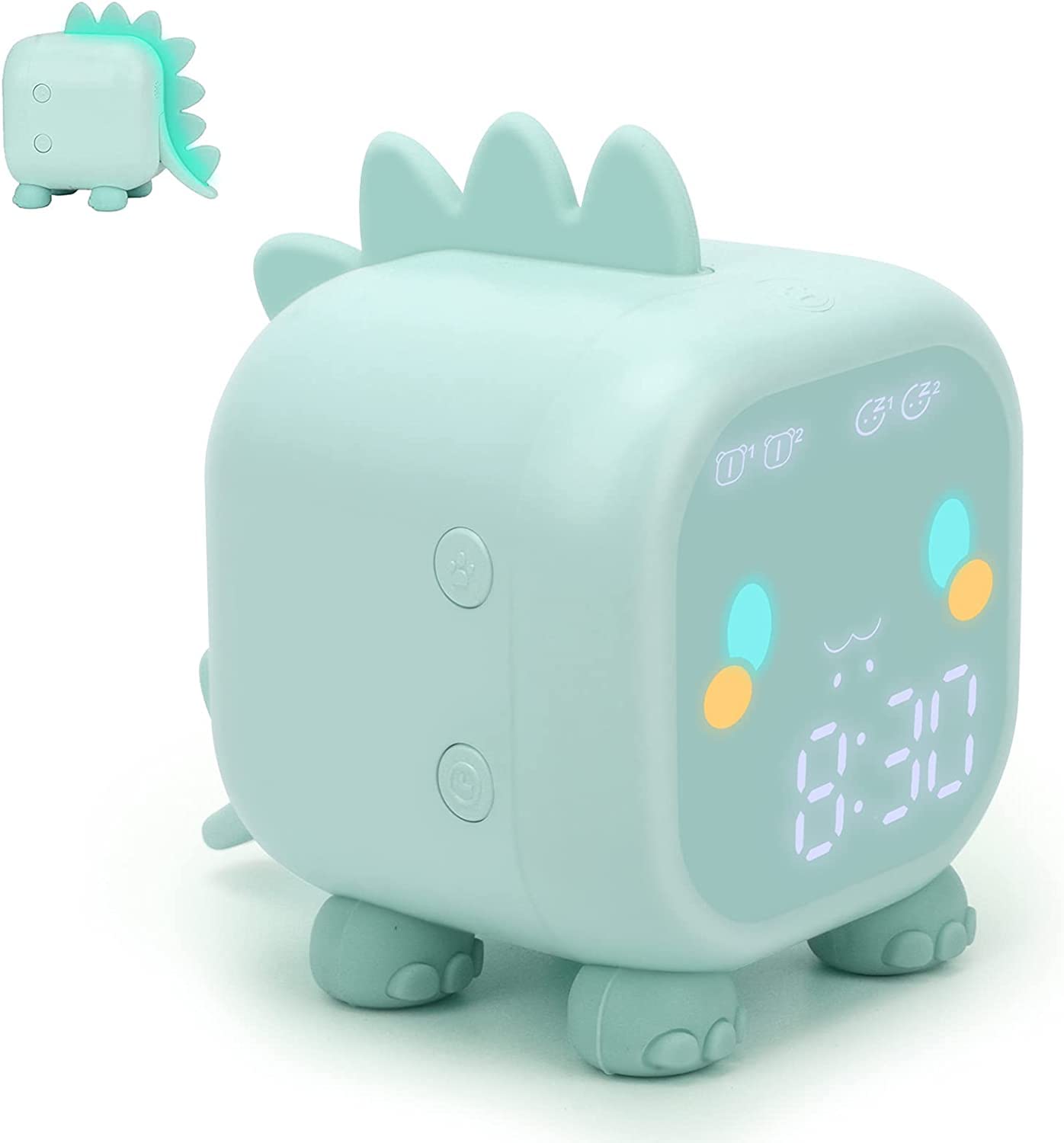 SKYTONE® Kids Digital Alarm Clock for Kids Bedroom Cute Dinosaur Wake Up Alarm Clock, Bedside Clock Children's Sleep Trainier Wake Up Night Light Boys Girls Birthday Gifts (Green)