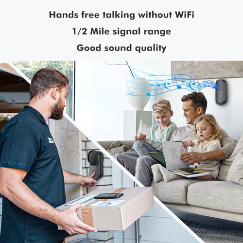 Wuloo Hands Free Wireless Intercom Doorbell for Home Classroom, Two Way Intercomunicador Door bell Chime with 1/2 Mile Distance 4 Volume Levels 10 Chimes Battery Operated with Mute Mode, (1&2, Gray)