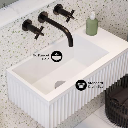 Image of Delice 24 inch Rectangle Wall-Mount Bathroom Sink in Matte White