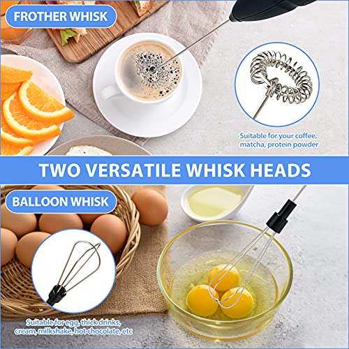Image of Milk Frother Handheld with stand - Drink mixer and hot chocolate whisk with double stirrer circle - Foam Maker portable for coffee Latte Cappuccino by LUUKMONDE
