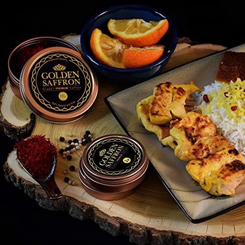 Golden Saffron, Finest Pure Premium All Red Saffron Threads, Grade A+, Highest Grade Saffron for Tea, Paella, Rice, Desserts, No Artificial, No Preservatives (2 Grams)