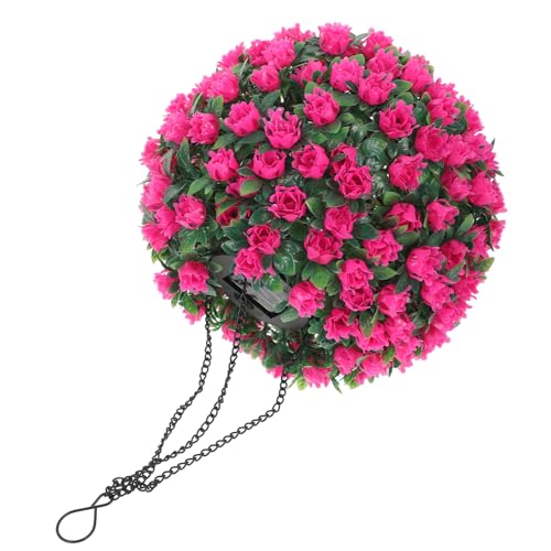 Toyvian Lámpara Solar Colgante con Bola Topiaria Floral LED Decoración para Jardín y Bodas Bola de Plantas Artificiales Resistente Mantenimiento Luz Cálida para Exteriores