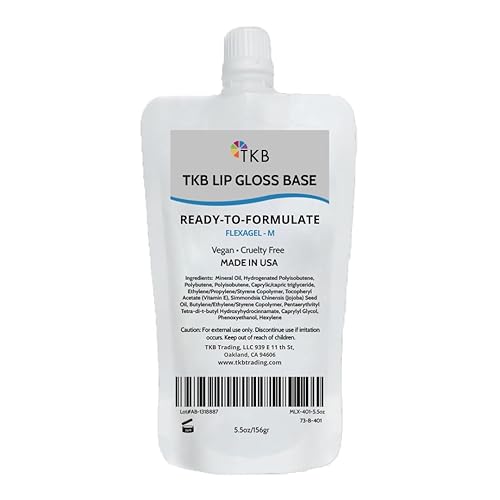 Base de brillo labial TKB (Flexagel M) Listo para formular Hidratante, alto brillo, transparente, vegano y libre de crueldad Fabricado en Estados