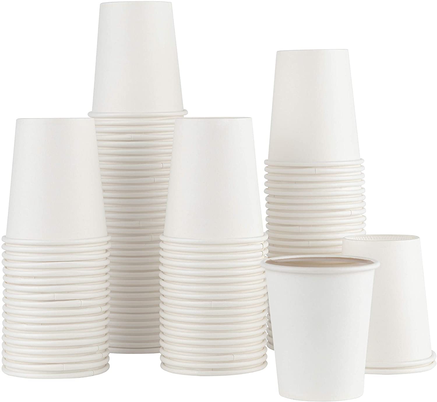 Paper Cups, Pack of 100 8oz, White Paper Cups for Events and Parties, Perfect for Use as Camping Cups, as Tea Cups, as Takeaway Coffee Cups, as Paper Party Cups or as Disposable Cups for Hot Drinks
