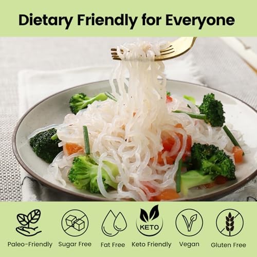 Image of Hethstia Shirataki Noodles, 10 Packs Konjac Noodles Pasta Angel Hair | Low-Calorie (6 Kcal), Low GI, Vegan, Keto, 56.5oz Low Carb, Gluten Free and Sugar-Free, Healthy Diets, Ready to Eat