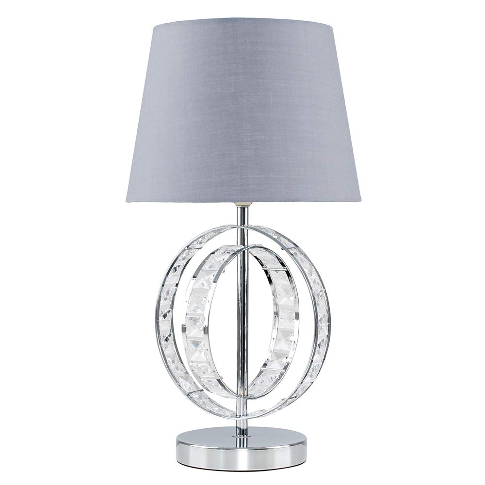 Minisun Grey | Modern Chrome Acrylic Jewel Table Lamp With A Tapered Light Shade | Home Décor, Bedside & Desk Lamp