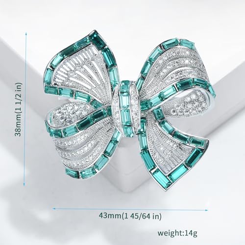 Image of Elegant Love Bow Brooch Micro Pave Cubic Zirconia Bowknot Wedding Bride Mother Brooch Pin Ribbon Shape Jewelry Brooch Breastpin