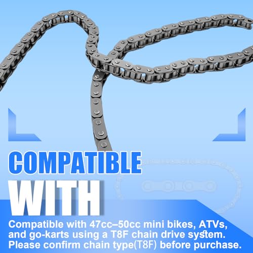 Image of Podoy T8F Drive Chain 134 Links with Chain Breaker & Master Links, Heavy Duty Replacement Chain for 43cc 47cc 49cc 50cc Mini Dirt Bike, Pit Bike, Pocket Bike, Go Kart & ATV