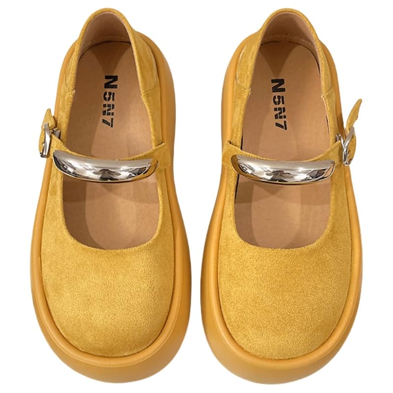 Women's platform retro Mary Jane flats - solid color - suitable for parties, offices, outdoor activities, and daily use
