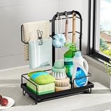 Facile à nettoyer: Un plateau amovible au fond du porte-éponge pour évier de cuisine protège le plan de travail de l'évier des contaminants de l'eau. Il se nettoie facilement en étant simplement rincé à l'eau, éliminant toute saleté sans effort.