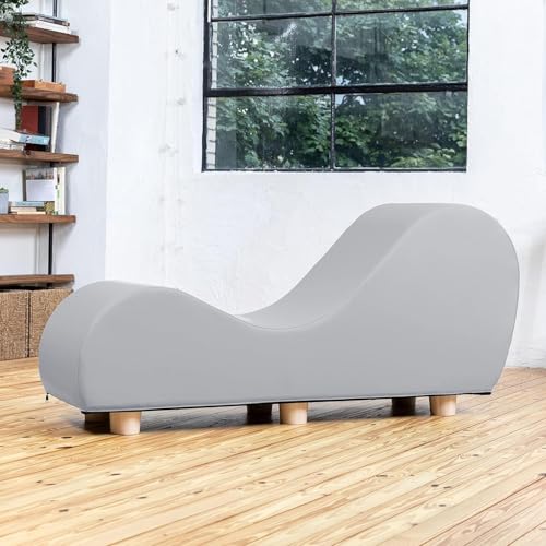 Image of Faux Leather Yoga Stretch Chair Couch - Play, Relax & More | Love Seat for Couples, Fun, & Flexibility! (Faux Leather - Submarine Grey)