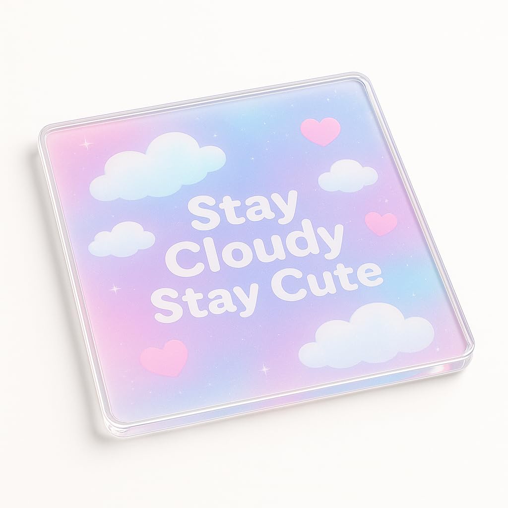 Acrylic Coaster Gift with Dreamy Cloud Design - Whimsical Pastel Aesthetic Home Decor for Millennials and Gen Z Delight