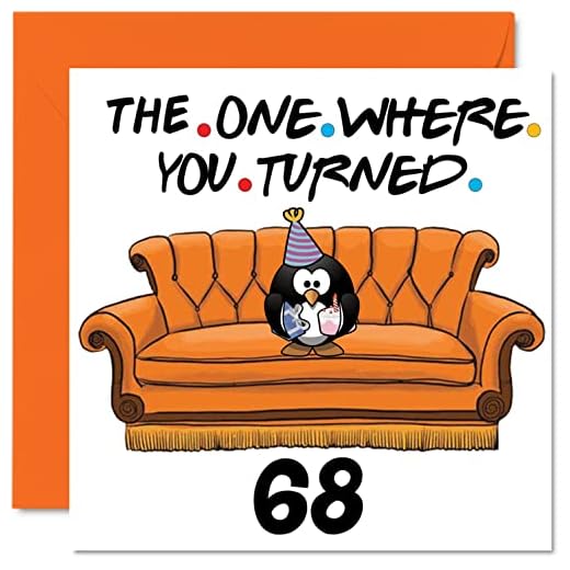 Divertidas tarjetas de cumpleaños 68 para hombres y mujeres, The One Where,Divertidas tarjetas de cumpleaños para papá, mamá, abuelo, niñera, 145 mmx145 mm, tarjeta de felicitación de 68 cumpleaños
