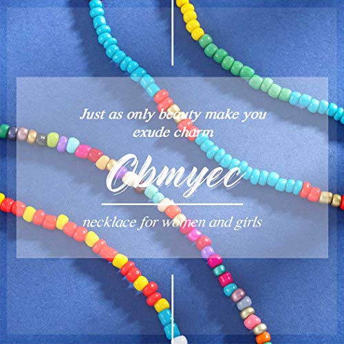 Obmyec Colar Boho com contas delicadas, corrente gargantilha curta, joias femininas, free size, Meta