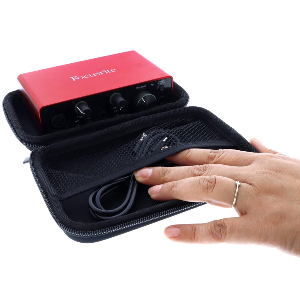 Funda Compatible con Focusrite Scarlett Solo 3rd Gen - Almacenamiento Resistente para su Interfaz de Audio - Funda rígida - Funda Protectora Segura para Viajes en Negro
