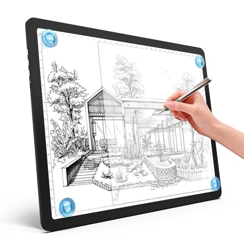 Heanolier A4 LED Copy Board Light Tracing Box,Super Bright Magnetic Light pad with Side physical Buttons,Adjustable Corded Light Table for Tattoo Transferring,Drawing, Light Board for Diamond Painting