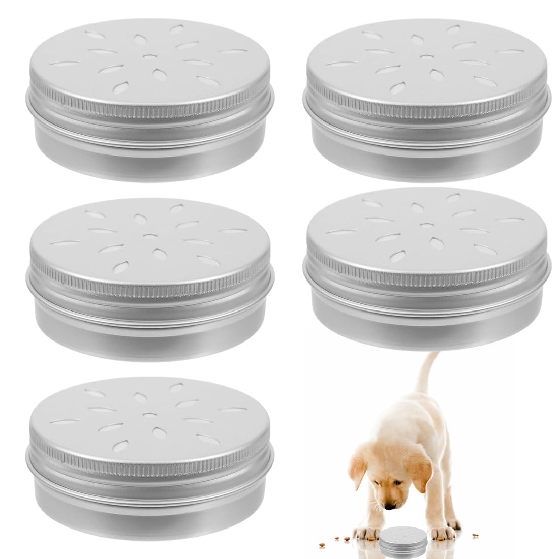 NOPKESV 5 stuks geurende dozen voor honden, trainingsboxen, geurend aluminium, training, geur voor honden, neus, ronde metallic houder, geurende accessoires, voor werk en honden