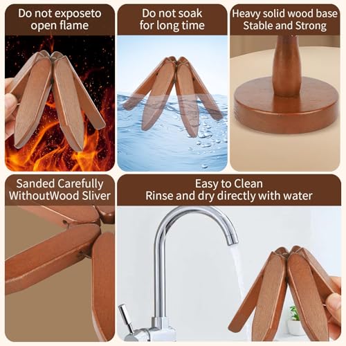 Wooden-Trivets-for-Hot-Dishes-Tree-Coasters-Set-of-4-Wooden-Tree-Coasters-with-Holder-for-Hot-DishesPotBowlTeapotHot-Pot-Holders-Walnut-Wood Wooden Trivets for Hot Dishes Tree Coasters Set of 4 Wooden Tree Coasters with Holder for Hot DishesPotBowlTeapotHot Pot Holders Walnut Wood