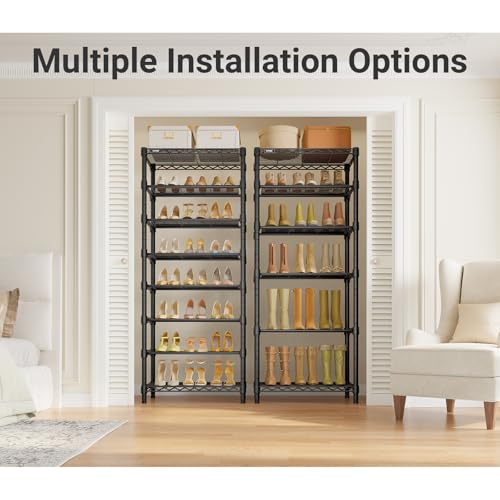 Image of VIPEK S1 Shoe Rack, 8-Tier Metal Durable Shoe Organizer, Heavy Duty Large Capacity Up to 24 Pairs, Adjustable & Detachable Shoe Shelves for Entryway /Bedroom /Closet, Holds Up to 544 lbs, Black