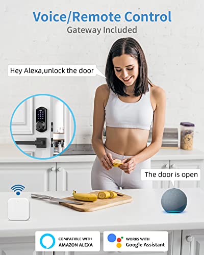 Smart Door Lock - Teeho Keyless Entry Door Lock With Keypads - Electronic Door Locks With Bluetooth - Remote App Control With Gateway #TOP4