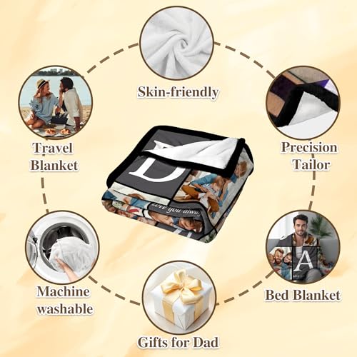 Personalised Blanket with Photo Text, Customised Picture Blanket for Adult Family, Custom Blanekt, Personalised Christmas Valentines Fathers Day Birthday Gifts for Dad Daddy Men from Daughter Son - Image 5