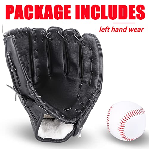Baseball Glove,Baseball Softball Mitt with Ball for Kids Youth Adults Training and Beginner,Right Hand Throw,Left Hand Glove (Black, 11.5in) by Gracfulcub - Used condition - Image 9