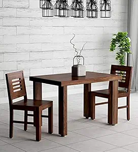 DEV CRAFT Sheesham Wood 2 Seater Dining Table Set for Home Hall || Solid Wood Dining Table with 2 Chairs for Hotels || Dining Room Sets - Walnut Finish