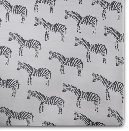 Image of Oilo Crib Sheet, Breathable 100% Turkish Cotton Fitted Jersey, 300 Thread Count, Machine Washable, Fits Standard Crib (28 inch x 52 inch x 6 inch), Toddler Bedding, Gray Zebra