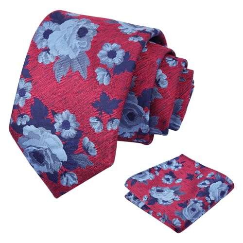 Image of Alizeal Mens 3.15'' Colorful Flower Pattern and handkerchief Necktie Set