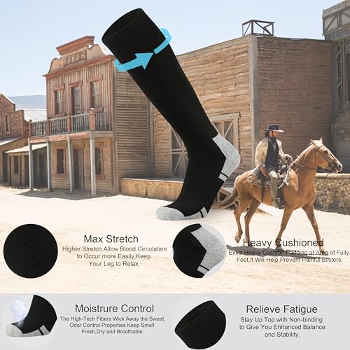 Ortis Cotton Full Cushion Over the Calf Socks OTC Knee High Thick Moisture Wicking Breathable Work Boot Thermal Warm2