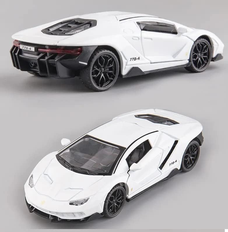 Image of Metal car Toy Lamborgheni LP770 Alloy Diecast Collectible Toy Vehicle with Light and Sound Pull Back Toy Car for Boys (White)