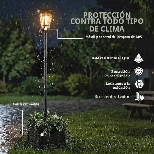 Farol solar de pie con sensor de luz e intensidad regulable 6