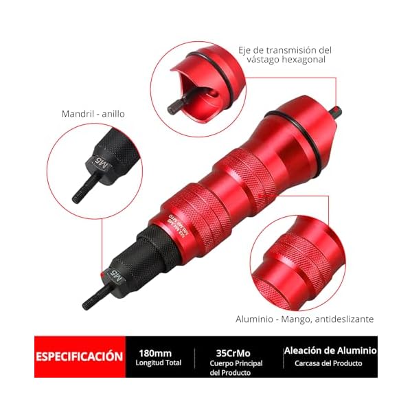 JUSTOOL Nietmuttern Adapter Kit Gewinde Nietmutter Pistolen Werkzeugsatz Bohrer Nietmutternaufsatz Profi Nietaufsatz für Nietgerät Profi Nietmutternaufsatz Bohrmaschine für Nietmuttern M3-M10 – Bild 4