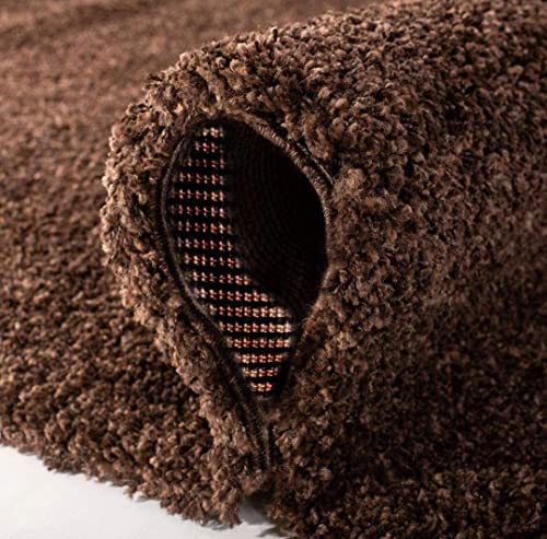 Image of Carpet for Hallway, Kitchen, and Modern InteriorsCarpetCozy Shag Runner for Living Room, Bedroom & Office Decor ETC Size 5x7 feet, Patten-Solid Coffee