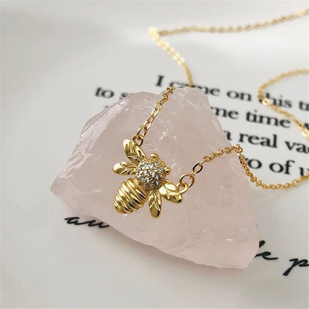 Bee Pendant Necklace for Women Girls 925 Sterling Silver Dainty Crystal CZ Queen-Bee Pendant Choker Chain Necklace Cute Animal Charm Jewelry 18 inch - Image 7