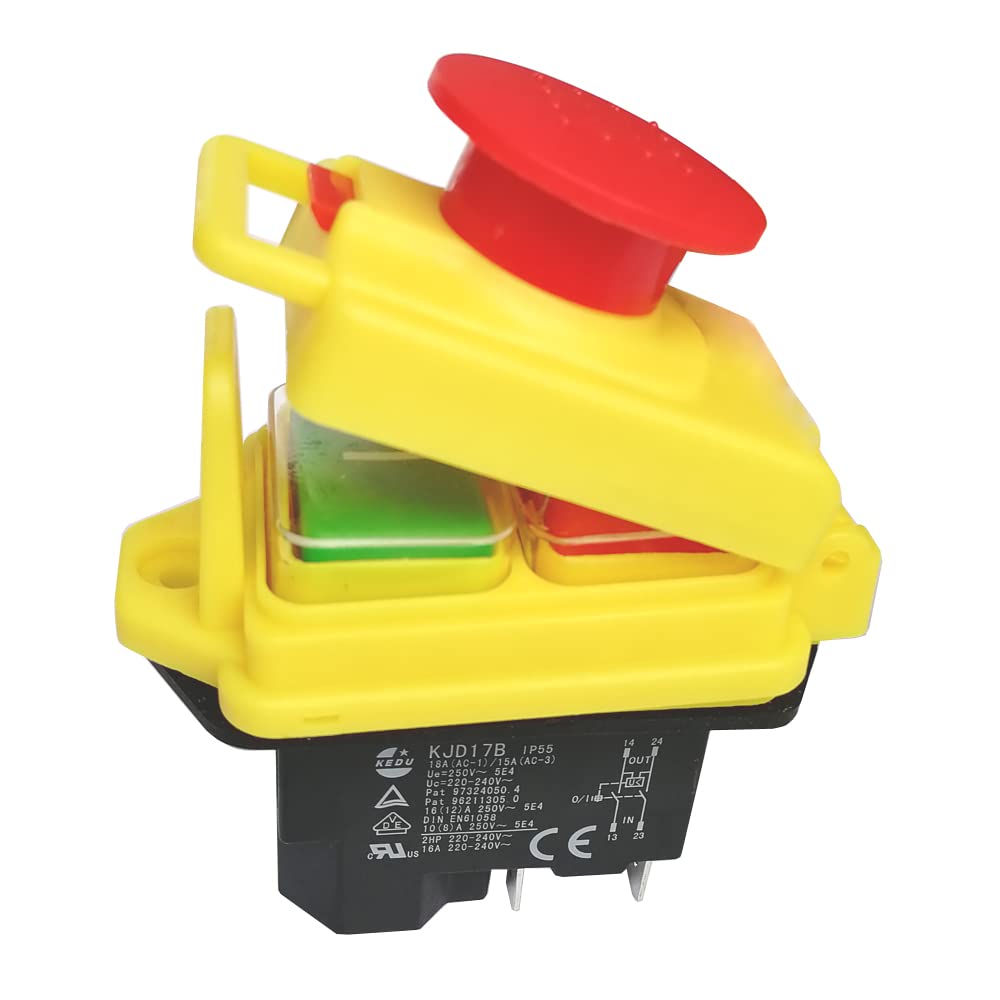 Interruptor basculante ON/Off ， Interruptor de presión de seguridad electromagnético KJD17B de 220 V y 2 HP con tapa de parada de emergencia