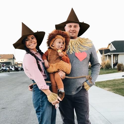 HEYFIZZ Scarecrow Costume Accessories Adults,Scarecrow Hat with Raffia Straw Kit,Halloween Costume Women Men