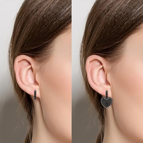 S925 Sterling Silver Heart Dangle Drop Hoop Earrings for Women Multicolored Crystal Cubic Zirconia Purple Amethyst Dangling Earrings Fine Jewelry Gifts for Her3