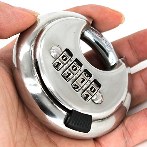 Image of Heavy Duty Combination Padlock, Large Outdoor Combination Lock 4 Digit Locker Lock Outdoor Waterproof (Steel, Silver)