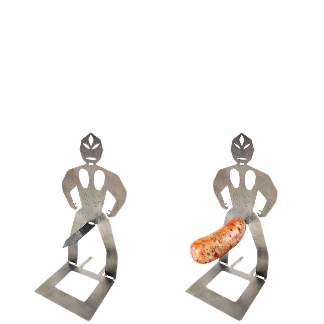 2 Pezzi Divertenti Porta Hot Dog, Accessori Barbecue Divertenti, Acciaio Inossidabile, Supporto per Salsicce in Piedi, per Campeggio Picnic All'Aperto Cucina