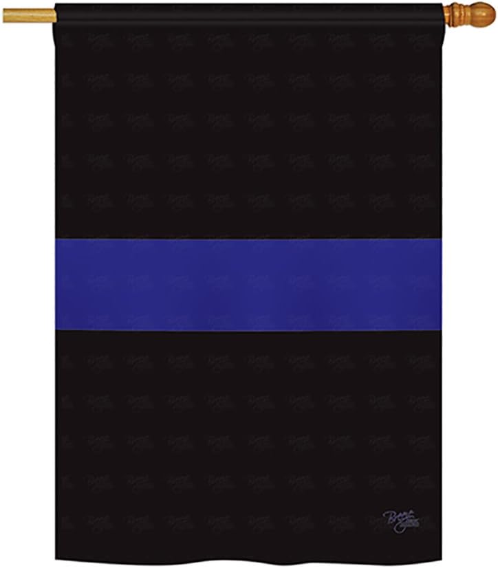 Blue Stripe House Flag Set First Responders Police Cop Law Enforcement Sheriff Officer Line Support Small Decorative Gift Yard Banner Double-Sided Made In USA 28 X 40