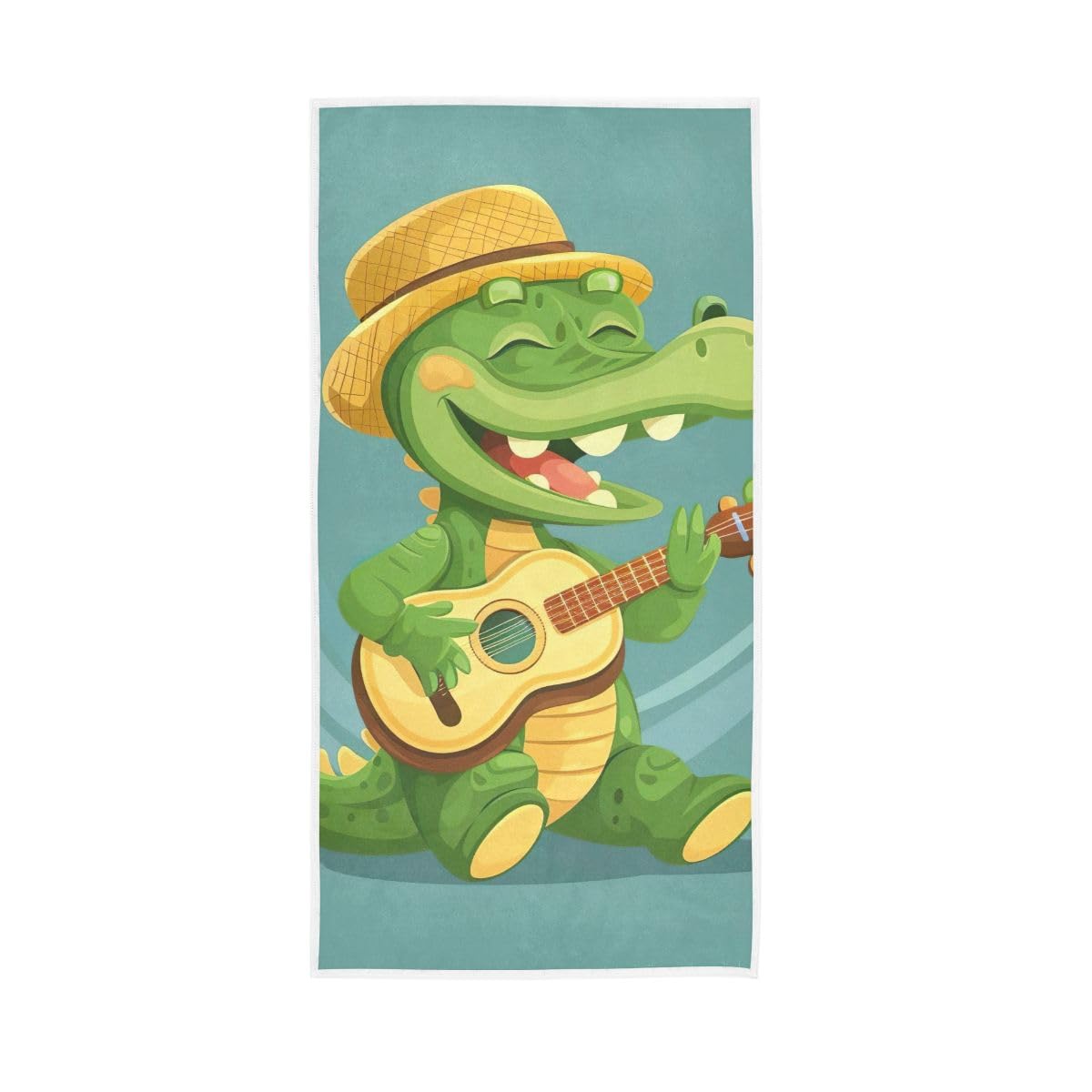 LSRCPD Cartoon Crocodile Playing Guitar Hand Towels Decorative, Hand Towel for Bathroom, Shower, Hotel, Spa 15 x 30 Inches