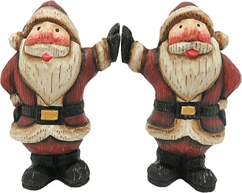 丸和貿易 クリスマス 飾り ウッデンノエル ハイタッチサンタ 2個組 400824800 レッドのサムネイル