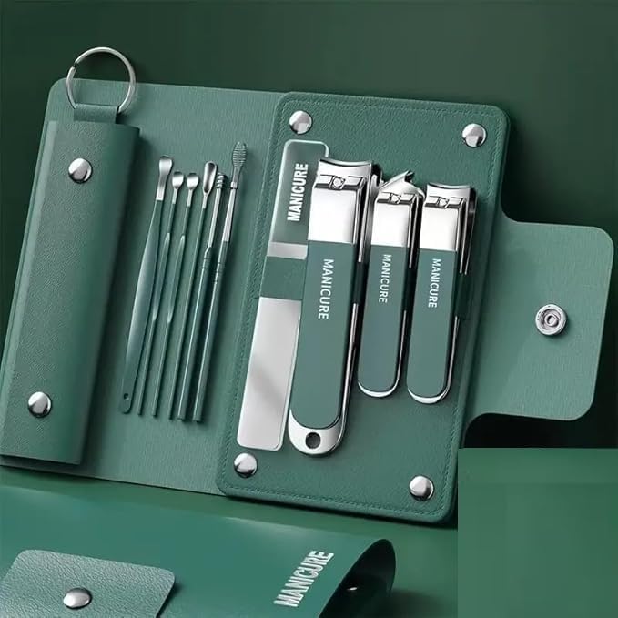 ANISTOLL 10-in-1 Manicure Pedicure Set – Stainless Steel Nail Cutter Kit with Travel Case for Men & Women – Grooming Essentials for Nail Care (Green)-image-33