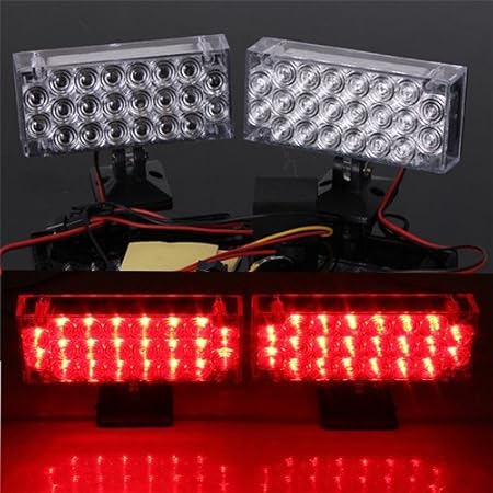 Amazon 2 ピース ロット 22 Led アラート緊急警告ライト グリル ストロボ フラッシュ ランプ 12 ボルト ブルー レッド 赤い カーアクセサリ 車 バイク
