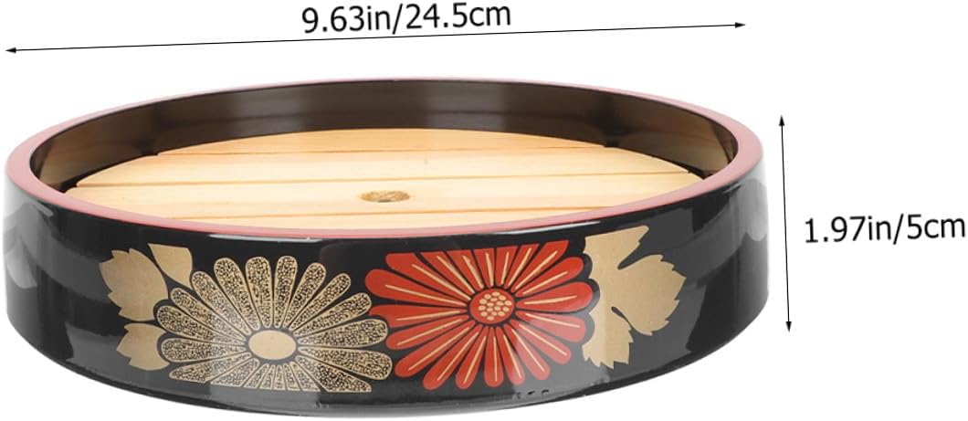 Salmon Sashimi Plate round Reusable Sushi Tray Set with Drain Board, 24.5cm Japanese Sushi Serving Dish for Home Dining and Entertaining