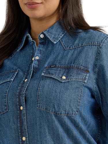 Lee Women's Plus Size Legendary Long Sleeve Western Snap Shirt3
